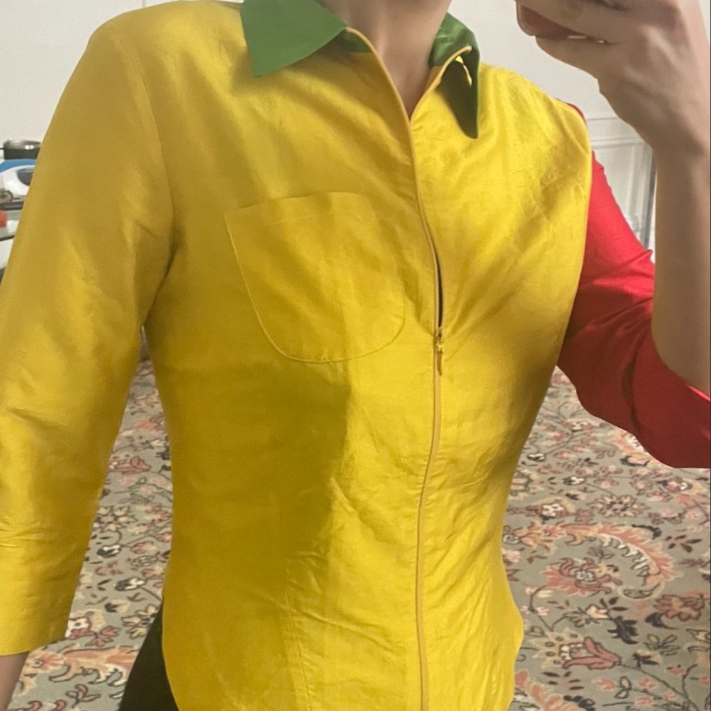 JC de Castelbajac 100% Silk Zipper Blouse